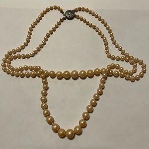 Sterling silver vintage double strand faux pearl necklace